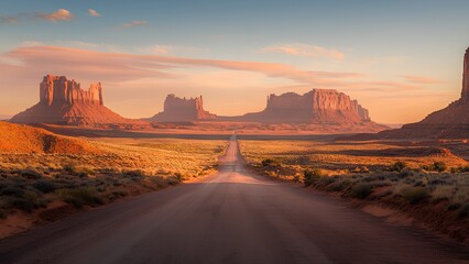 Fototapeta premium Sunset Over Monument Valley: A Journey Through the Majestic Desert Landscape