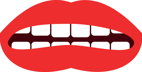 Female mouth icon. Open red lips and teeth