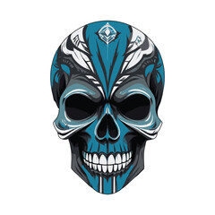 Intricate Blue Skull Design