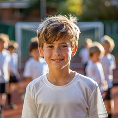 Fototapeta premium Portrait of a boy at football school