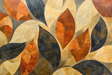 Abstract Geometric Pattern of Leaves in Autumnal Colors
