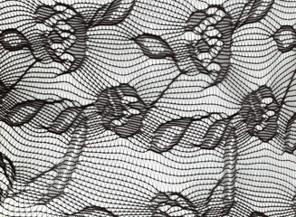 Naklejka premium Black nylon flower pattern elasticated micro mesh fabric texture background