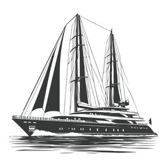 Yacht Silhouette vector illustration ,silhouettes of the sailboats and motorboat