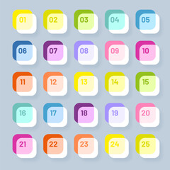 Number bullet points retro style 1 to 25