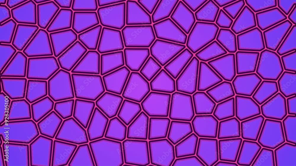 Aufkleber Geometric dance of purple polygonal patterns. 3d rendering loop animation 4K