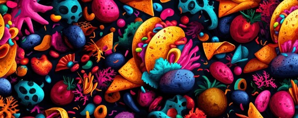 Naklejka premium Colorful abstract pattern with various shapes and textures