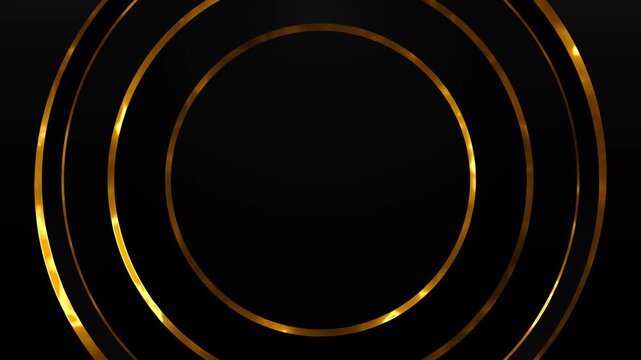 black background animation golden circle luxury glowing neon ring