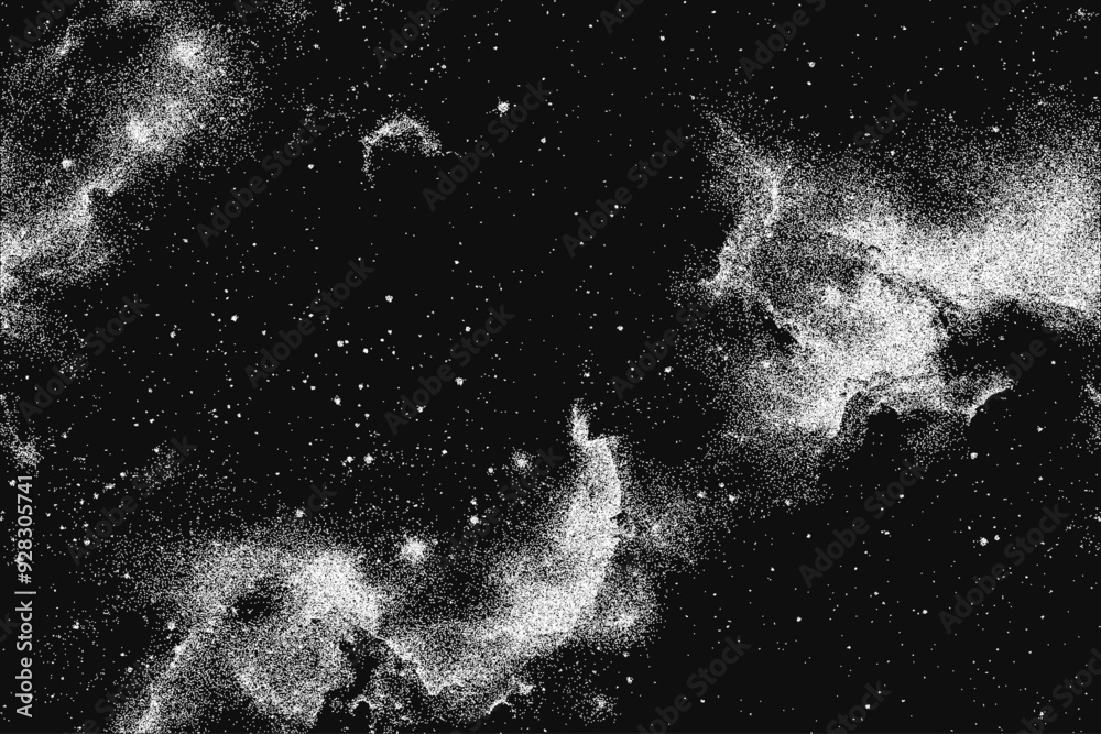 Wall mural milky way, galaxy, nebula, stars in pointillism style. vintage stippled background of deep space. ve