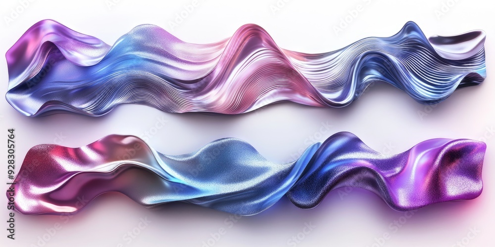 Poster Abstract metallic fabric flowing in the wind creating an elegant design