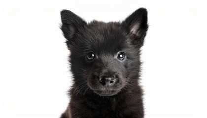 Obraz premium スキッパーキの子犬のポートレート（Schipperke puppy portrait on white background） 
