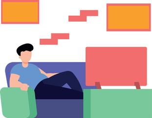 The boy is watching TV.