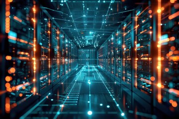 Futuristic Data Centers with Glowing Circuitry