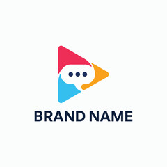 Bubble Chat and Play Button Logo Concept