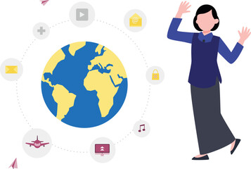 A girl has a global connection.