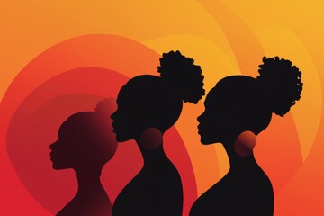 Minimalist art of silhouettes of women against gradient background