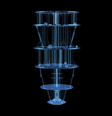 X-ray or blue transparent quantum computer machine