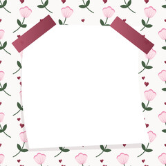 Cute kawaii pastel memo pad and notepad floral frame background