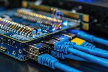 Network Cards with Wi-Fi Antenna and Ethernet Cables