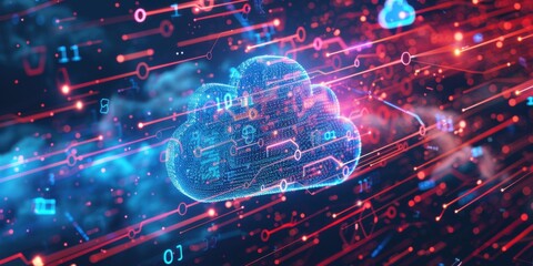 Obraz premium Cloud Computing with Digital Connections