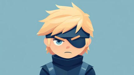 A fierce warrior with golden hair embodies strength in this cartoonstyle illustration, showcasing modern textures.