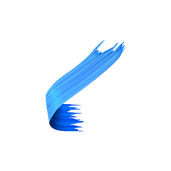 Fototapeta premium Realistic blue 3D brush ribbon volume paint smear texture, vector brushstroke wave flow design element, watercolor trace