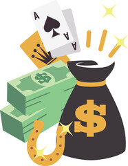 Jackpot icon. Luck game with wealth money concept