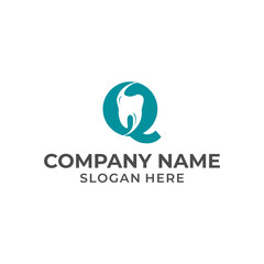 Letter Q logo dental. Q dental logo template