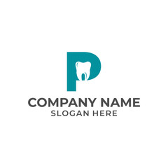 Letter P logo dental. P dental logo template
