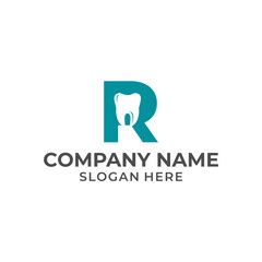 Letter R logo dental. R dental logo template