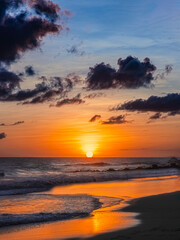 sunset on the beach, Caribbean Island of Barbados.