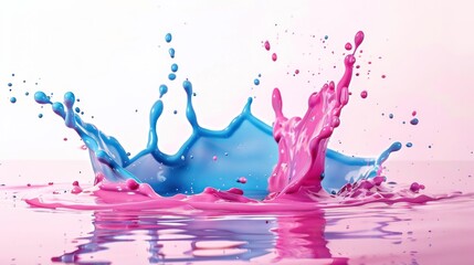 Fototapeta premium blue pink cure splash shape design cutout with clipping path