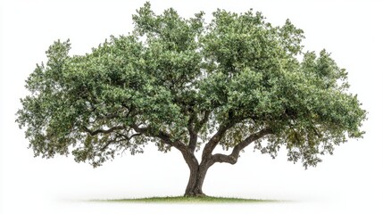A high-resolution image of a rare cork oak (quercus suber) sapling, isolated on a white background