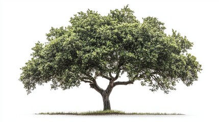 A high-resolution image of a rare cork oak (quercus suber) sapling, isolated on a white background
