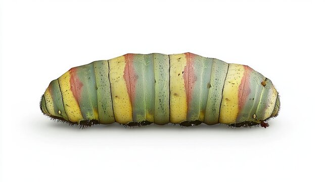 A high-resolution image of a rare madagascan moon moth (argema mittrei) cocoon, isolated on a white background