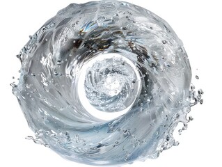 Tranquil Rainwater Swirl on White Background - Serene Water Ripples and Drops