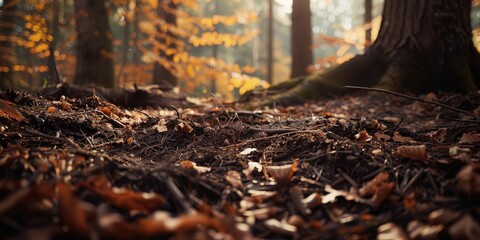Obraz premium Forest floor for thematic use in topics like erosion landslides and forest soils
