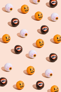 Halloween themed candy against beige background