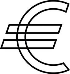 euro icon vector simple design. Money black symbol. Europe cash sign. Vector isolated on white. EUR currency symbol.