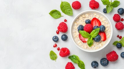Wholesome Organic Oatmeal Bowl with Fresh Fruits - 3D Render Illustration for Healthy Eating Concept, Generative AI