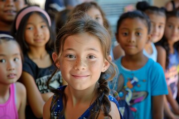 Photo of multiracial children enjoy their school life, Generative AI