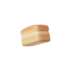3D vector illustration of a whole loaf of white bread on an isolated background.