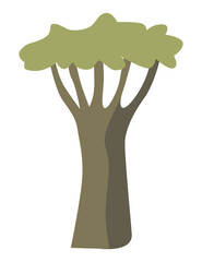 African baobab tree icon color emblem isolated on white background. illustration of powerful plant