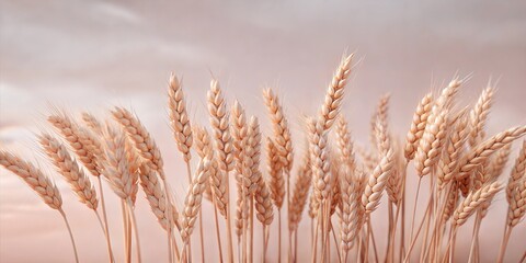 Fototapeta premium Organic wheat field, golden ears swaying in wind, 3D illustration. copy space for text, no text, no logo