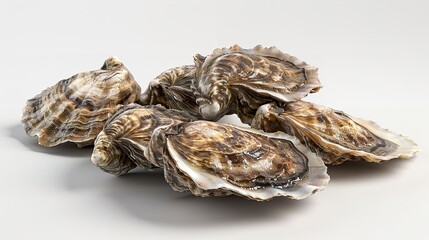 Detailed view of a raw oyster resting on a bed of ice