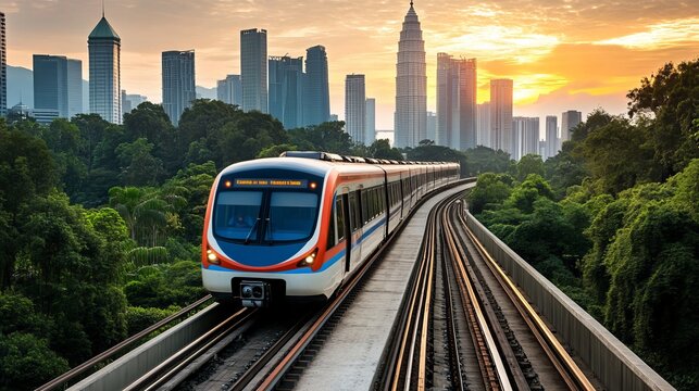 In Kuala Lumpur, Malaysia, the Mass Rapid Transit (MRT) Putrajaya Line train helps alleviate severe traffic congestion in the KL metropolitan area.