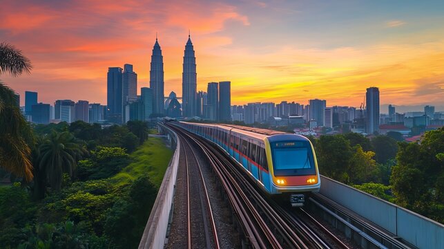In Kuala Lumpur, Malaysia, the Mass Rapid Transit (MRT) Putrajaya Line train helps alleviate severe traffic congestion in the KL metropolitan area.