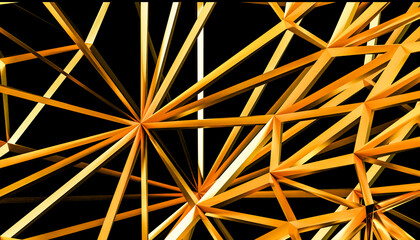 Abstract 3D rendering of bright spokes against black background