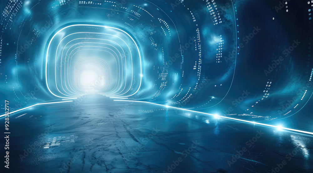 Poster Abstract background, blue, technology for security system. Generative AI.