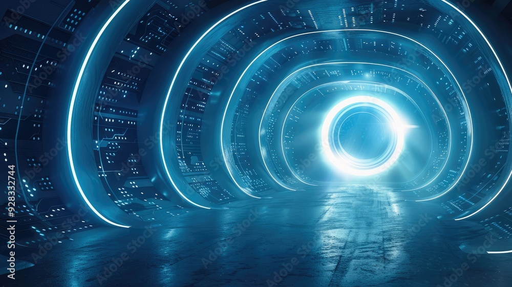 Aufkleber abstract background, blue, technology for security system. generative ai.