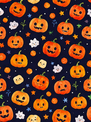 Fototapeta premium watercolor pumpkin Halloween background wallpaper